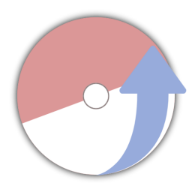 Muted Pokeball colors with an arrow pointing upwards along the bottom right cuve of the ball to represent upping your pokemon's stats.